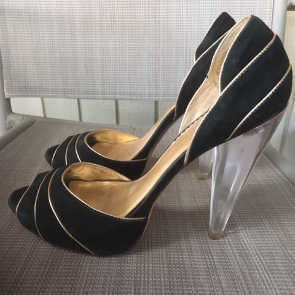 Report Signature Suede Lucite Heels MISMATCH 7.5 8